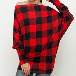 Mitto Shop - buffalo plaid cowl neck sweater